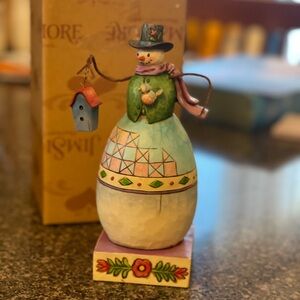 Jim Shore Snowman with Green and Blue Attire